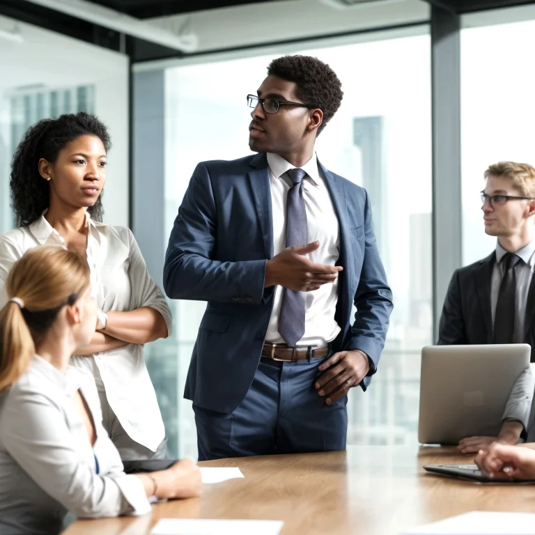 チームで意見交換をする経営者の画像